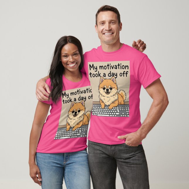 Pomeranian design on the keyboard t shirt (Unisex)