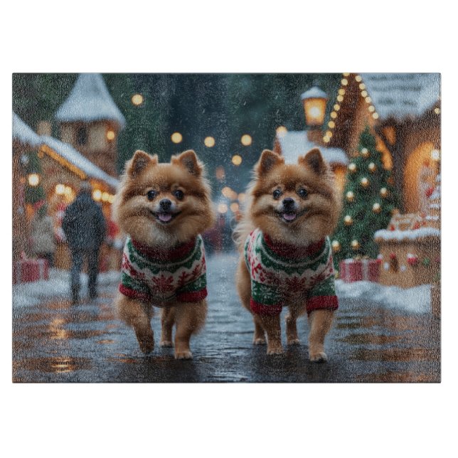 Pomeranian Dogs Christmas Snow Holiday  (Framsidan)