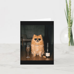 Pomeranian dricker champagne rolig fadersdag kort