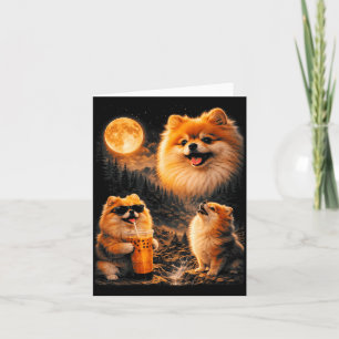 Pomeranian Dricker Iced Coffee Älskare Ylar 3 till Kort