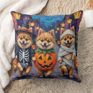 Pomeranian eller bus eller godis i Halloween-kosty Kudde