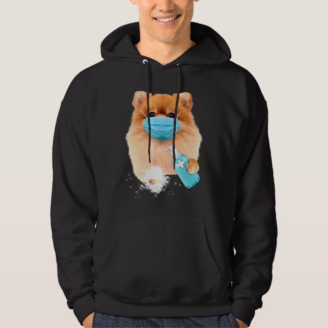 Pomeranian Face Mask Hoodie (Framsida)