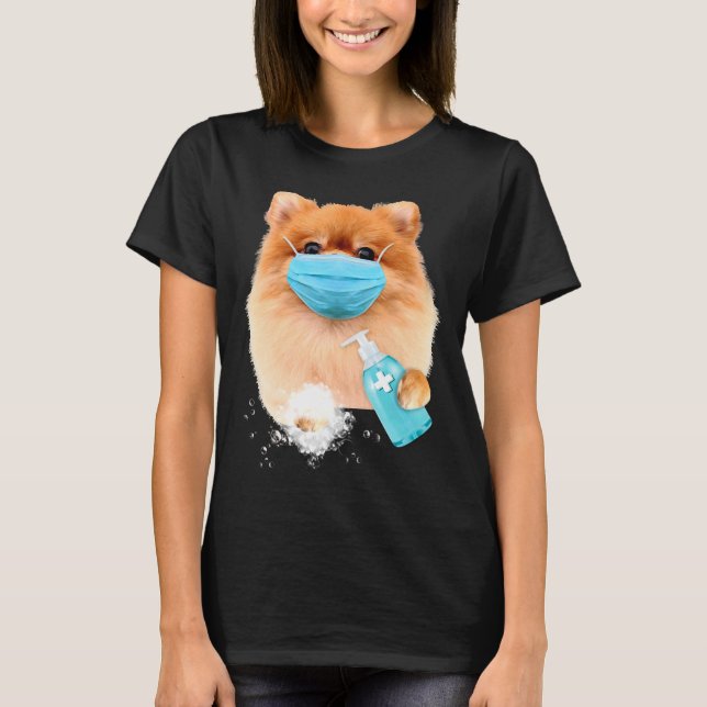 Pomeranian Face Mask T Shirt (Framsida)