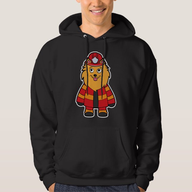 Pomeranian Firefighter Hoodie (Framsida)