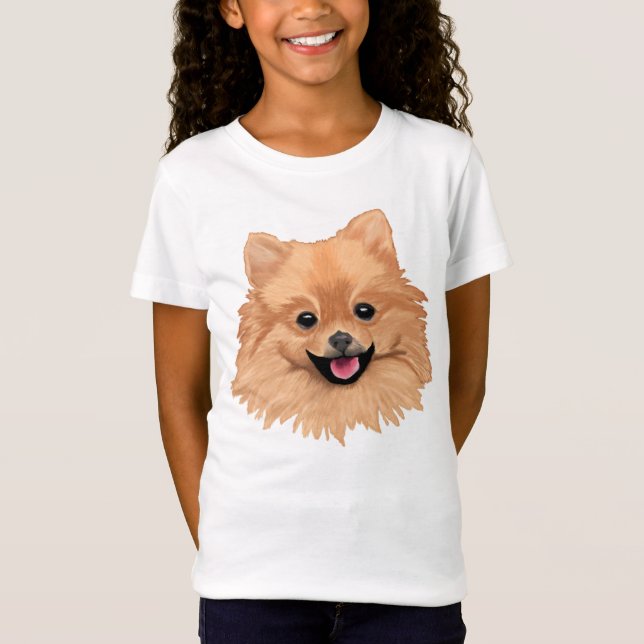 Pomeranian flickor t shirt (Framsida)