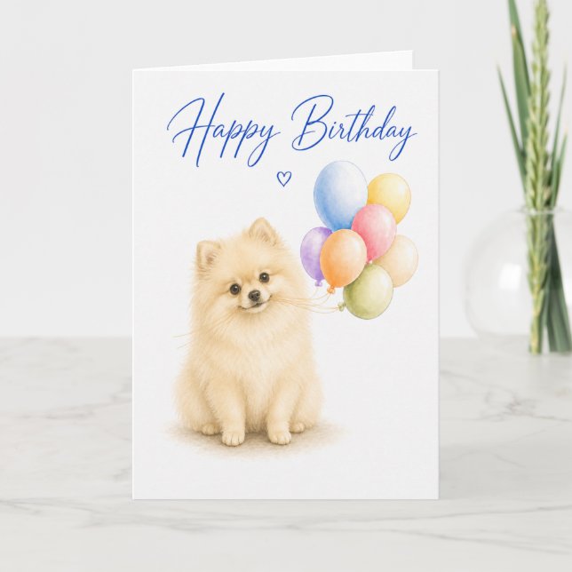 Pomeranian födelsedag kort (Framsida)
