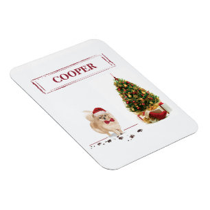 Pomeranian Funny Christmas Dog with Tree Magnet