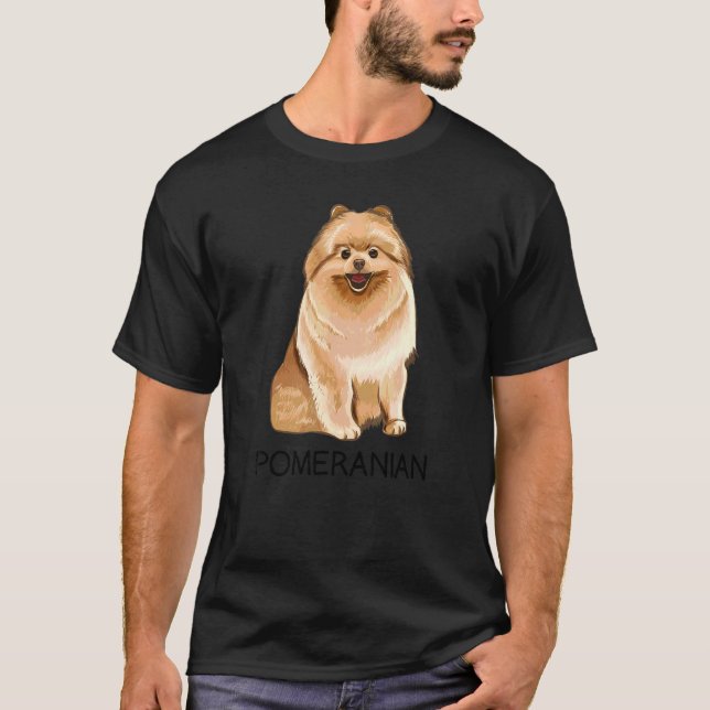 Pomeranian Galen Hund T Shirt (Framsida)