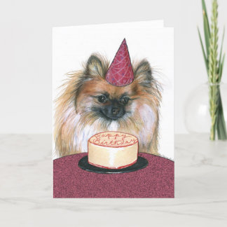 Pomeranian grattis på födelsedagenkort kort