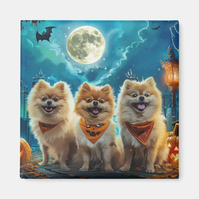 Pomeranian Halloween Kuslig Magnet (Framsidan)