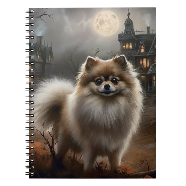 Pomeranian Halloween Skräckinjagande Anteckningsbok (Framsidan)