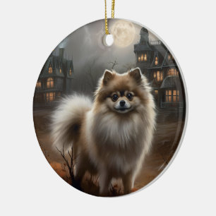 Pomeranian Halloween Skräckinjagande Julgransprydnad Keramik