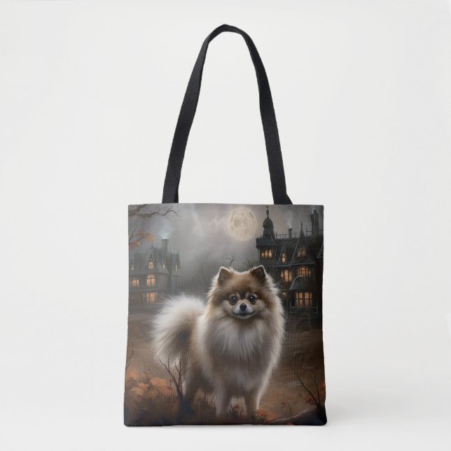 Pomeranian Halloween Skräckinjagande Tygkasse (Framsida)