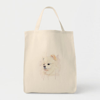 Pomeranian Hund Akvarell Målning Söt Tygkasse