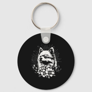 Pomeranian Hund Älskare Retro Stil Tatuering Nyckelring