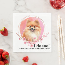 Pomeranian Hund Bröllop Servetter med Foto