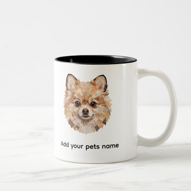 Pomeranian Hund Design  Två-Tonad Mugg (Höger)