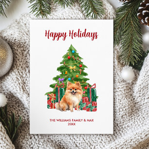 Pomeranian Hund Familj Jul Julkort