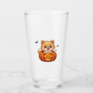 Pomeranian hund Glad Halloween pumpa Klassisk T-Sk Glaskopp