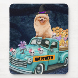 Pomeranian Hund Halloween Lastbil Skräcknatt Musmatta
