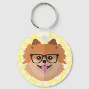 Pomeranian hund i gåva för Hipster för Nyckelring