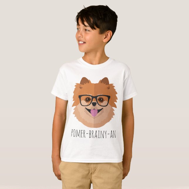 Pomeranian hund i Nerdexponeringsglas | T-shirt (Hel framsida)