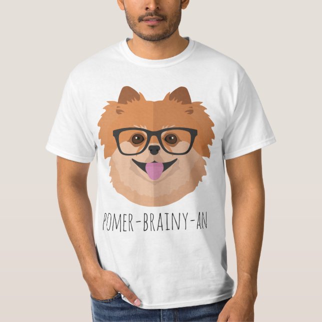 Pomeranian hund i Nerdexponeringsglas | T-shirt (Framsida)