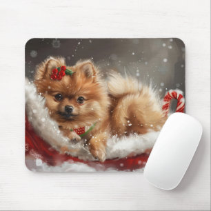Pomeranian Hund Jul Festlig Musmatta