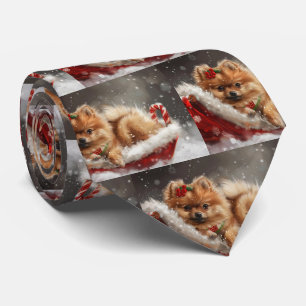 Pomeranian Hund Jul Festlig Slips