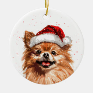 Pomeranian hund jul personlig julgransprydnad keramik