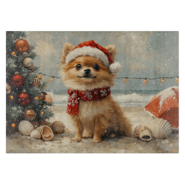 Pomeranian Hund Jul Vintage Strand (Framsidan)