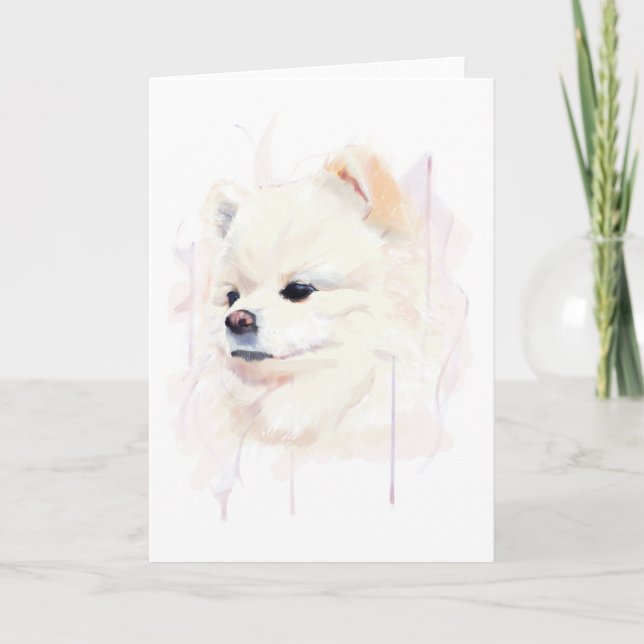Pomeranian Hund Kort, Akvarellmålning Kort (Framsida)