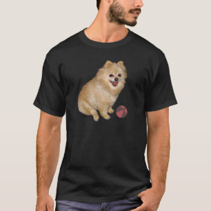 Pomeranian hund med boll t shirt