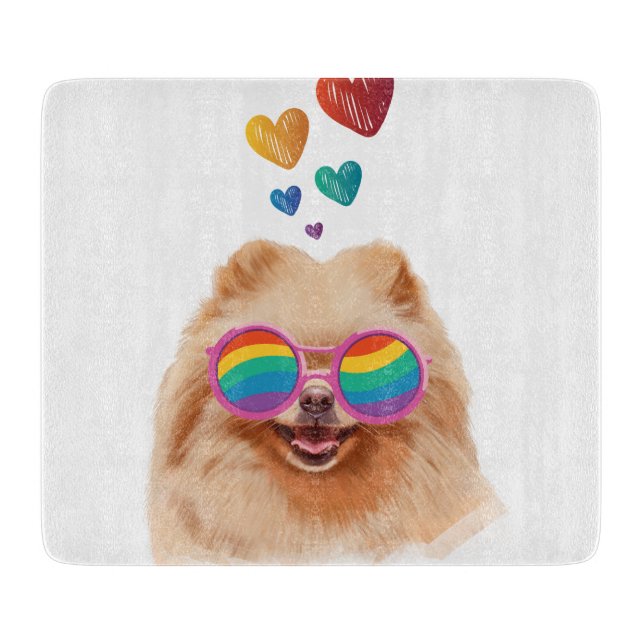 Pomeranian Hund med Hjärtan Alla Hjärtans Dag (Framsidan)