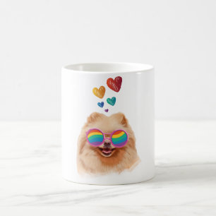 Pomeranian Hund med Hjärtan Alla Hjärtans Dag Kaffemugg