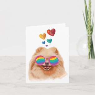 Pomeranian Hund med Hjärtan Alla Hjärtans Dag Kort