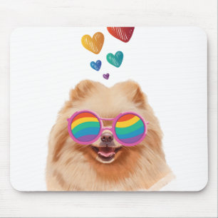 Pomeranian Hund med Hjärtan Alla Hjärtans Dag Musmatta