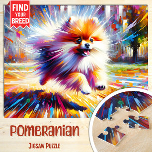 Pomeranian Hund Porträtt Akryl Konsttryck Hund Pussel