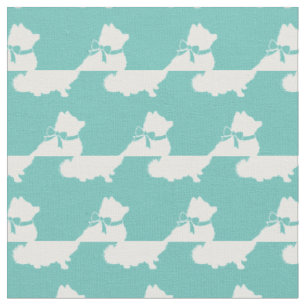 Pomeranian Hund Silhuett Husdjur Teal Tyg