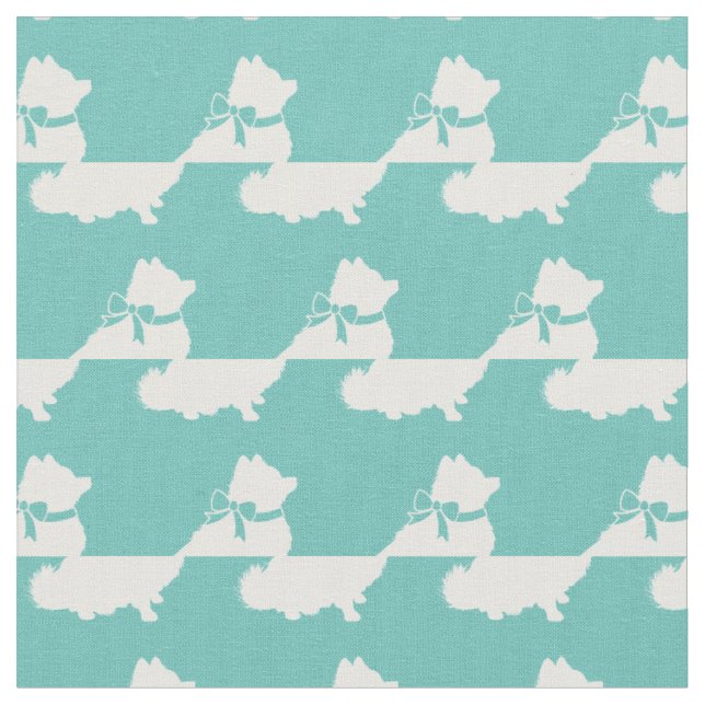 Pomeranian Hund Silhuett Husdjur Teal Tyg (Närbild)