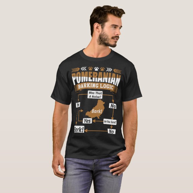 Pomeranian hund som skäller logiktshirten t shirt (Hel framsida)