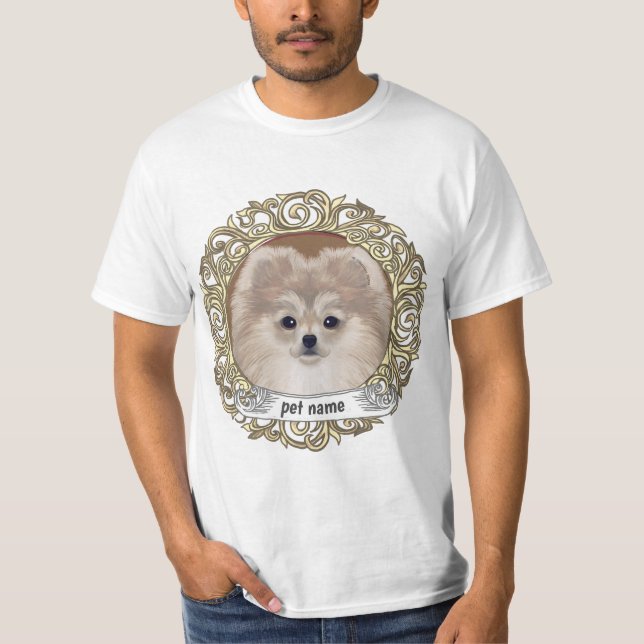 Pomeranian Hund  T Shirt (Framsida)