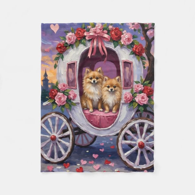 Pomeranian Hund Valentines Day  Fleecefilt (Framsidan)