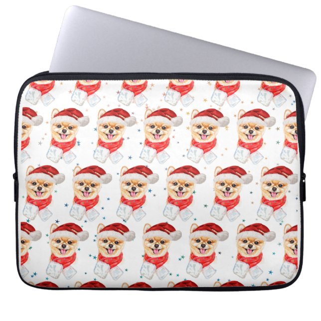 Pomeranian hundras julstjärnor laptop fodral (Framsidan)