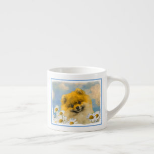 Pomeranian i daisy som målar - original- hundkons espressomugg