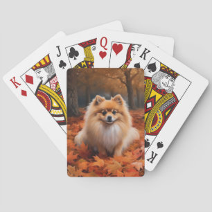 Pomeranian i höstlöv Fall Inspire Casinokort