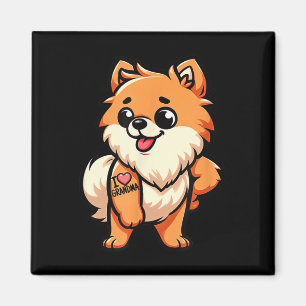 Pomeranian I Kärlek Grandma Rolig hund Tattoo Magnet