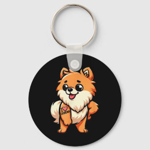 Pomeranian I Kärlek Grandma Rolig hund Tattoo Nyckelring