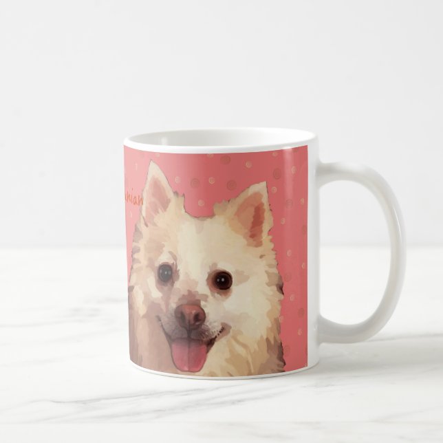 Pomeranian i persikafärgmugg kaffemugg (Höger)