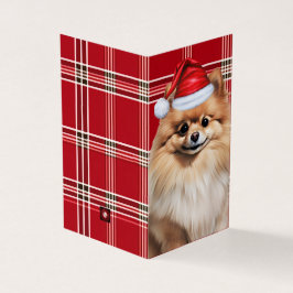 Pomeranian Jul Helg Plaid Julkort Kort